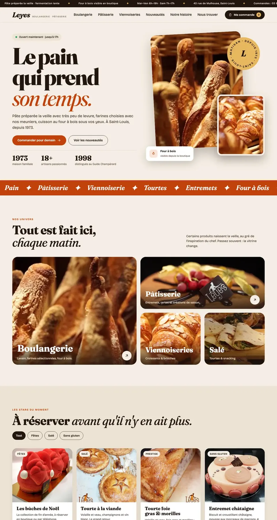 Example of our work: the website of a bakery and pastry shop, on desktop and on a phone.
